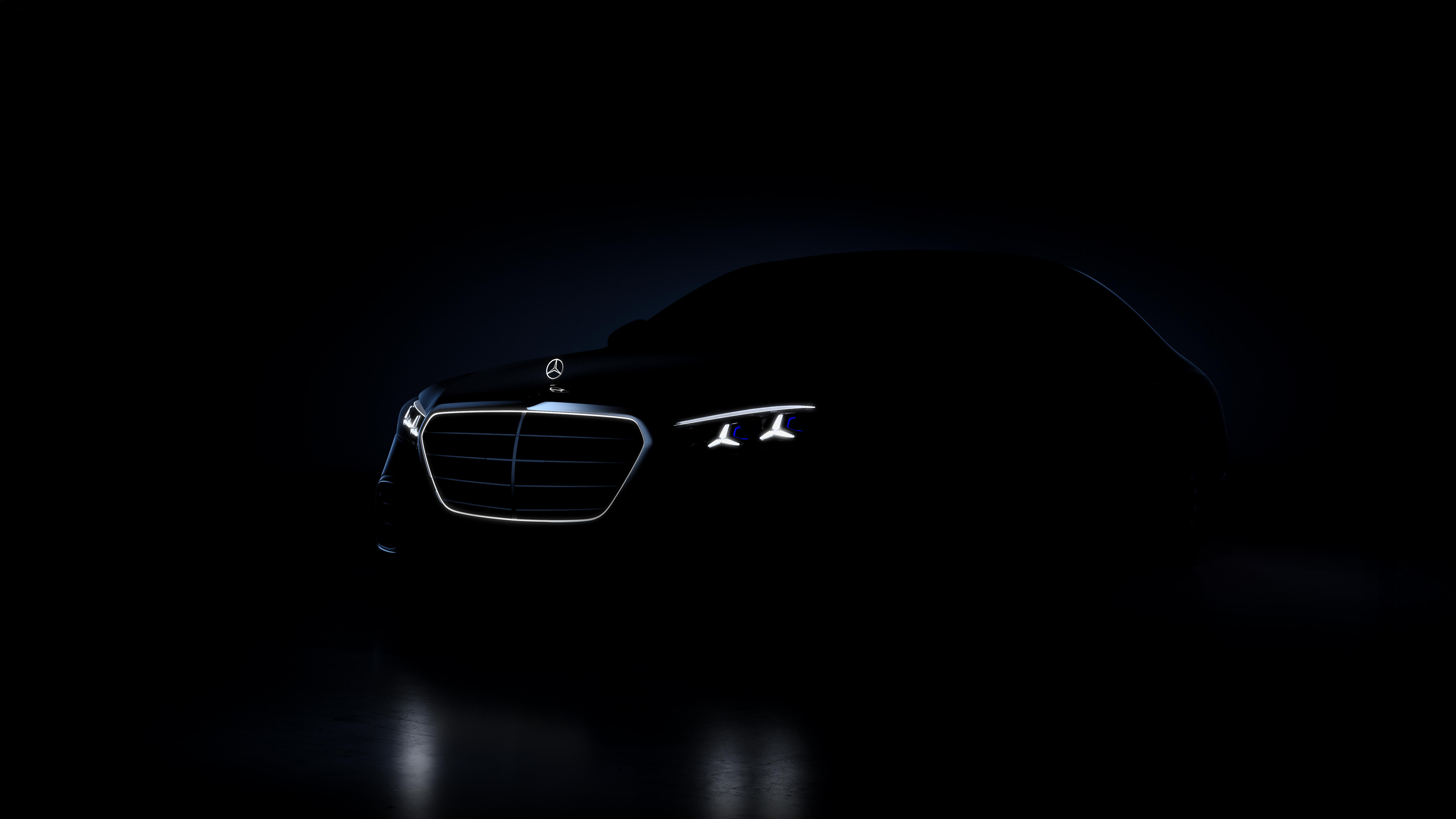Teaser bild på nya Mercedes-Benz S-Klass före världspremiären