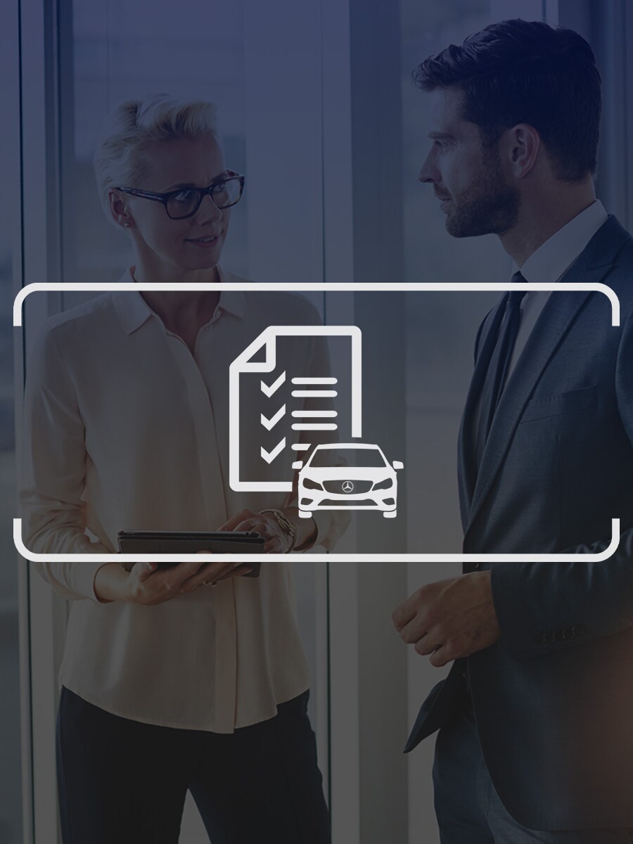 Vitt ikon av checklista och Mercedes-Benz bil