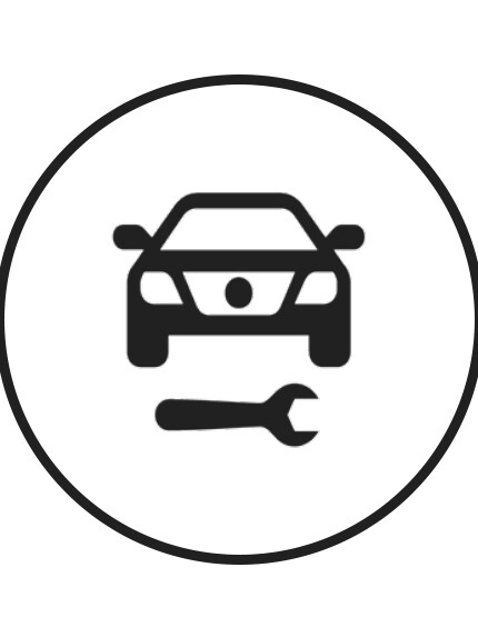 Ikon med bil och verktyg som symbol för bilservice