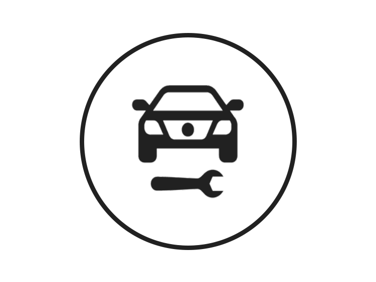 ServiceCare serviceavtal | Sprinter husbilar & plåtisar | Mercedes-Benz Transportbilar Ikon med bil och verktyg som symbol för bilservice