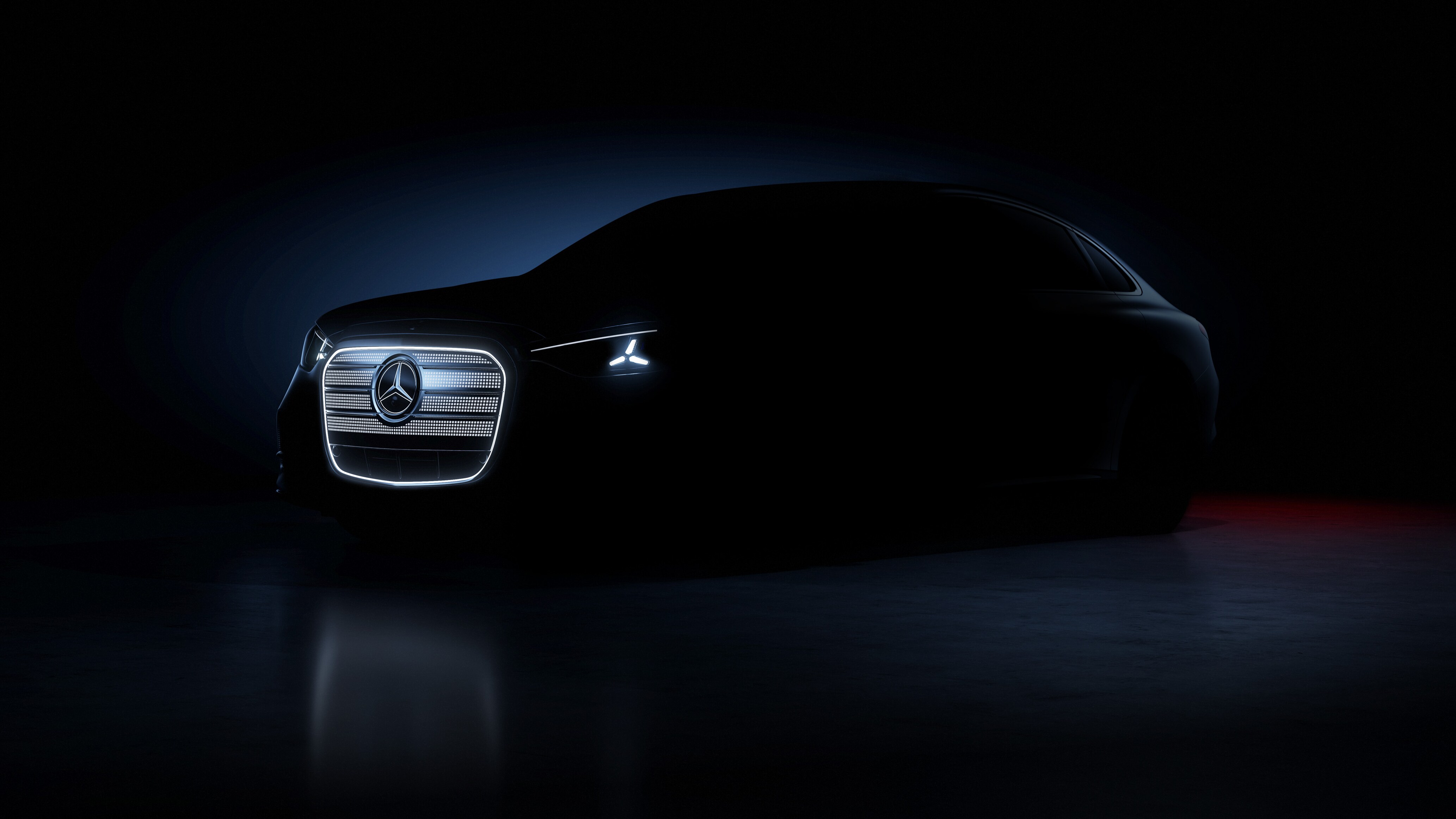 Teaser bild på nya elektriska Mercedes-Benz C-Klass före världspremiären