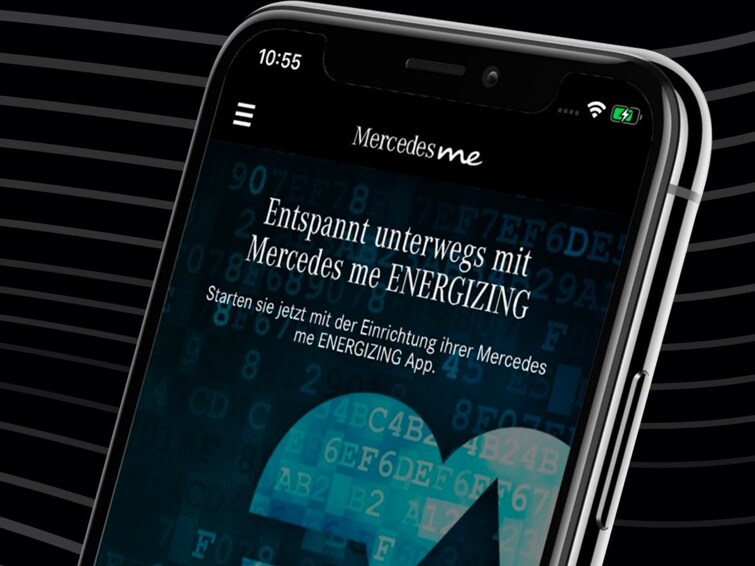 Mercedes-Benz ENERGIZING appen är öppnad på en smartphone