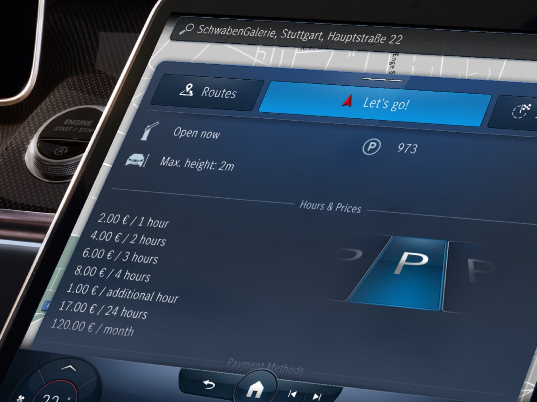 En exempelbild av funktionen Tillgängliga parkeringsplatser.