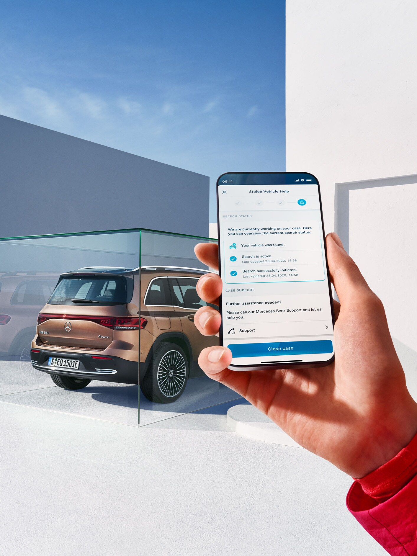 Digitala tjänsten GUARD 360° visar bilstöldspårning.