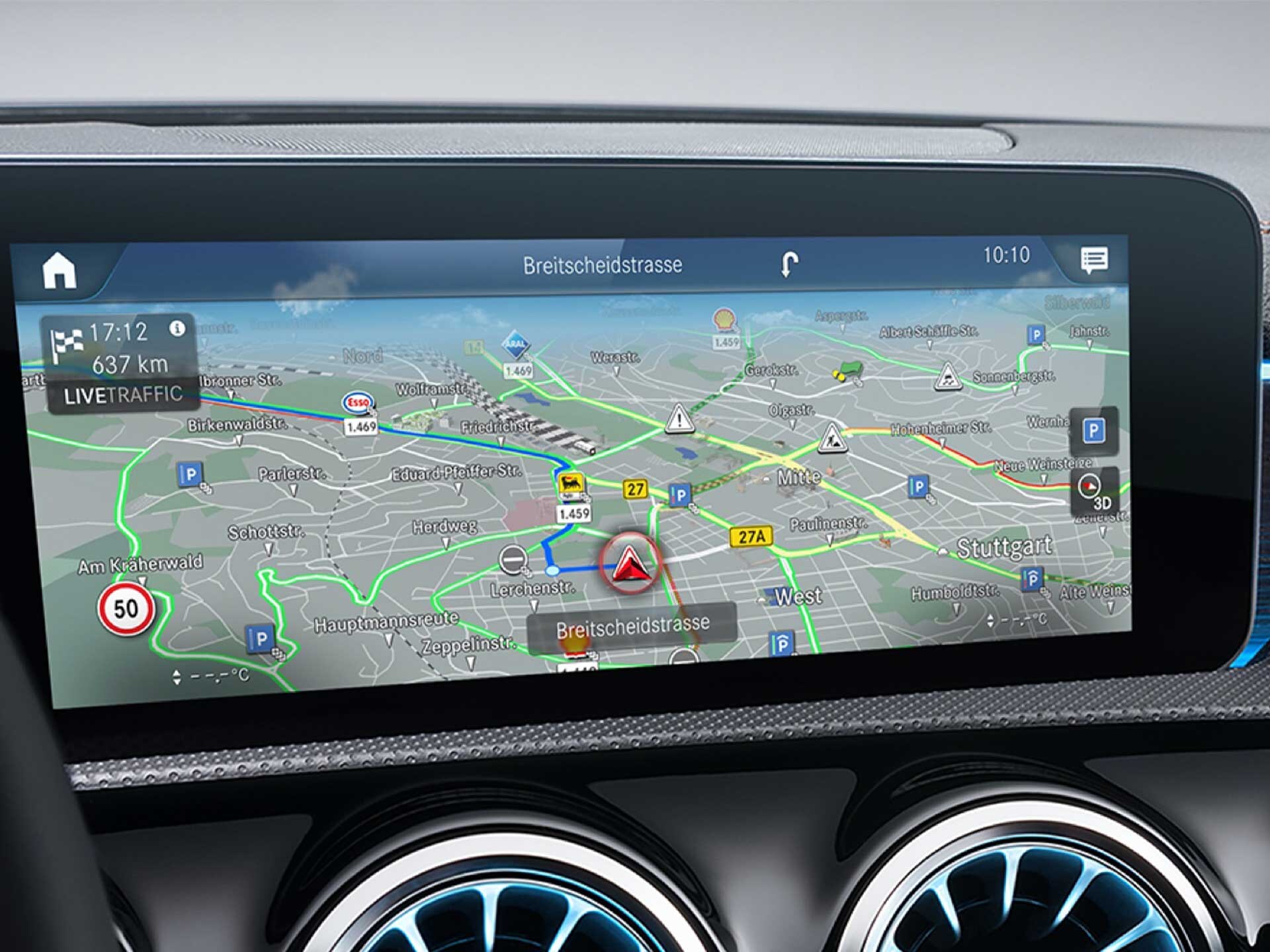 Den digitala tjänsten Car-to-X Communication är aktiverad i MBUX multimediesystem.