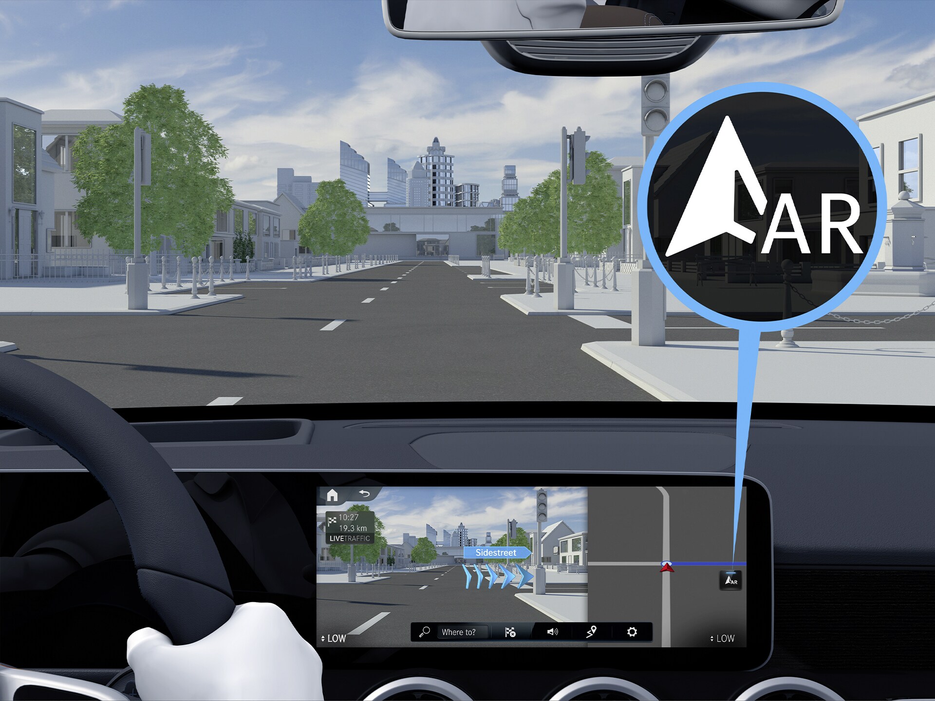 MBUX Augmented Reality för navigation från din Mercedes-Benz.