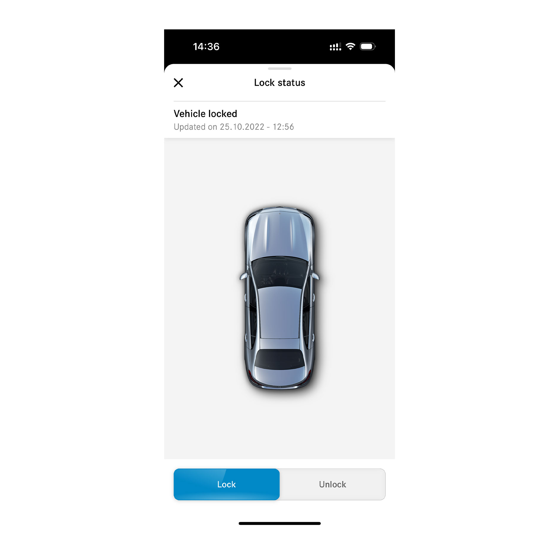 Låsa/låsa upp dörrar | Fjärrstyrning | Mercedes-Benz Smartphone varnar för olåsta bildörrar via Mercedes-Benz tjänsten Fjärrstyrning.