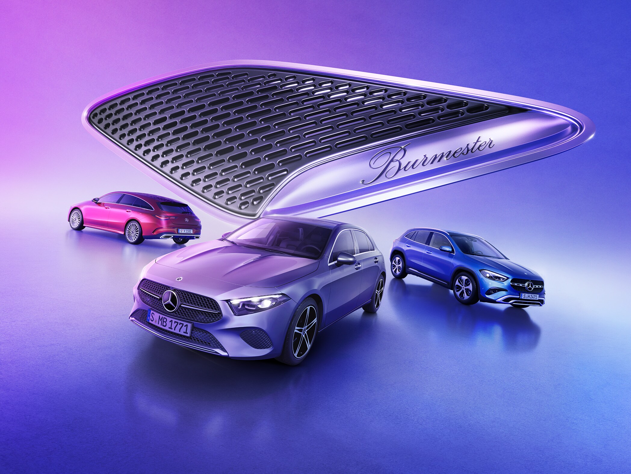 Mercedes-Benz CLA Shooting Brake, A-Klass och GLA står parkerade