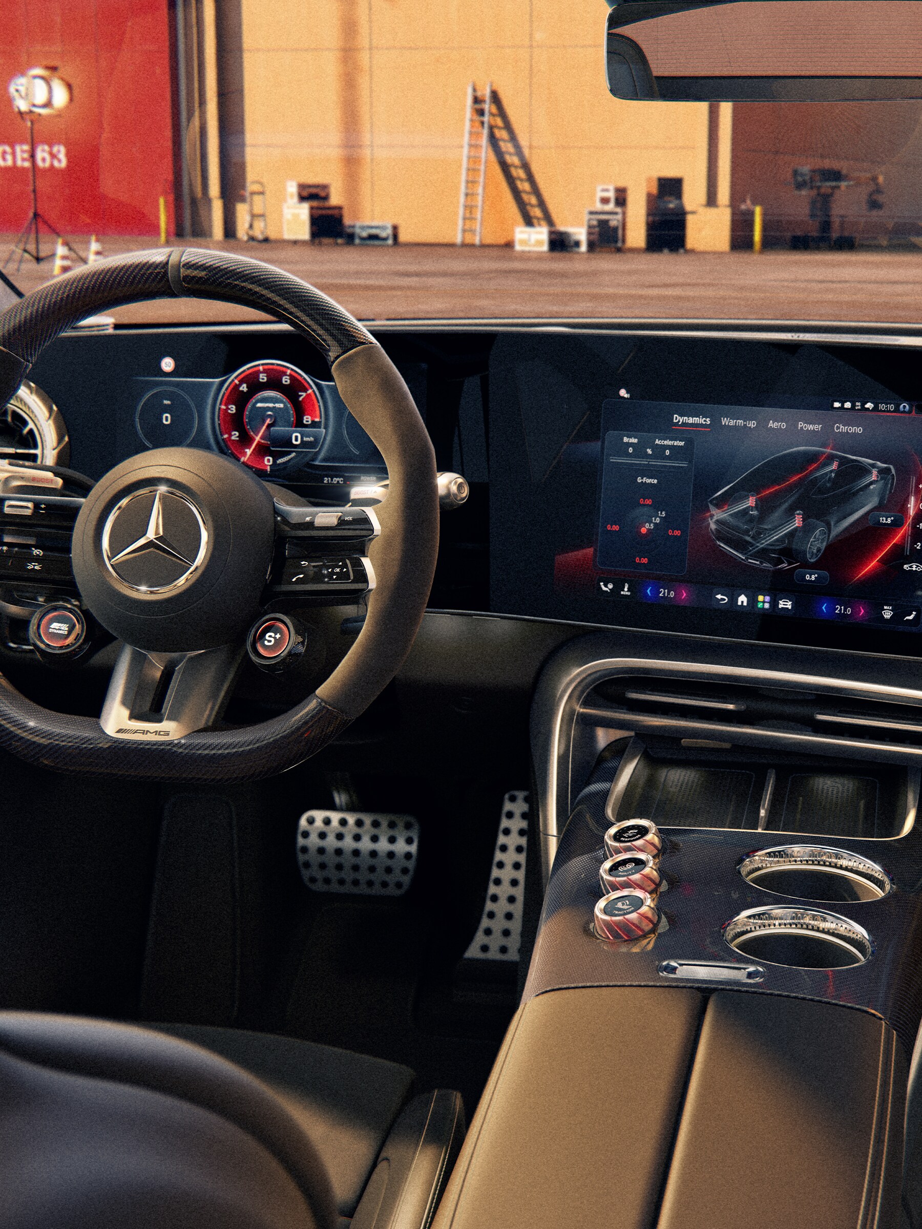 Instrumentpanelen på den nya elektriska Mercedes-AMG GT 4-dörrars Coupé
