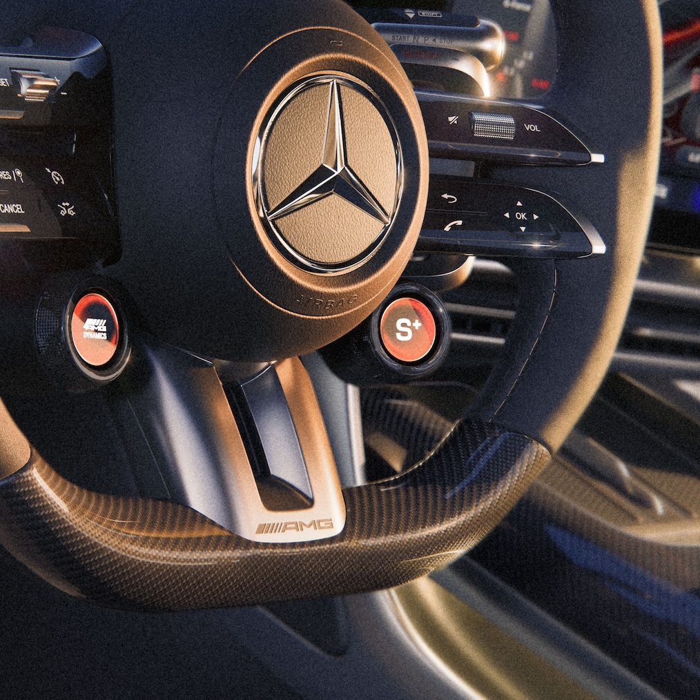 Interiören i Mercedes-AMG GT 4-Dörrars Coupé.