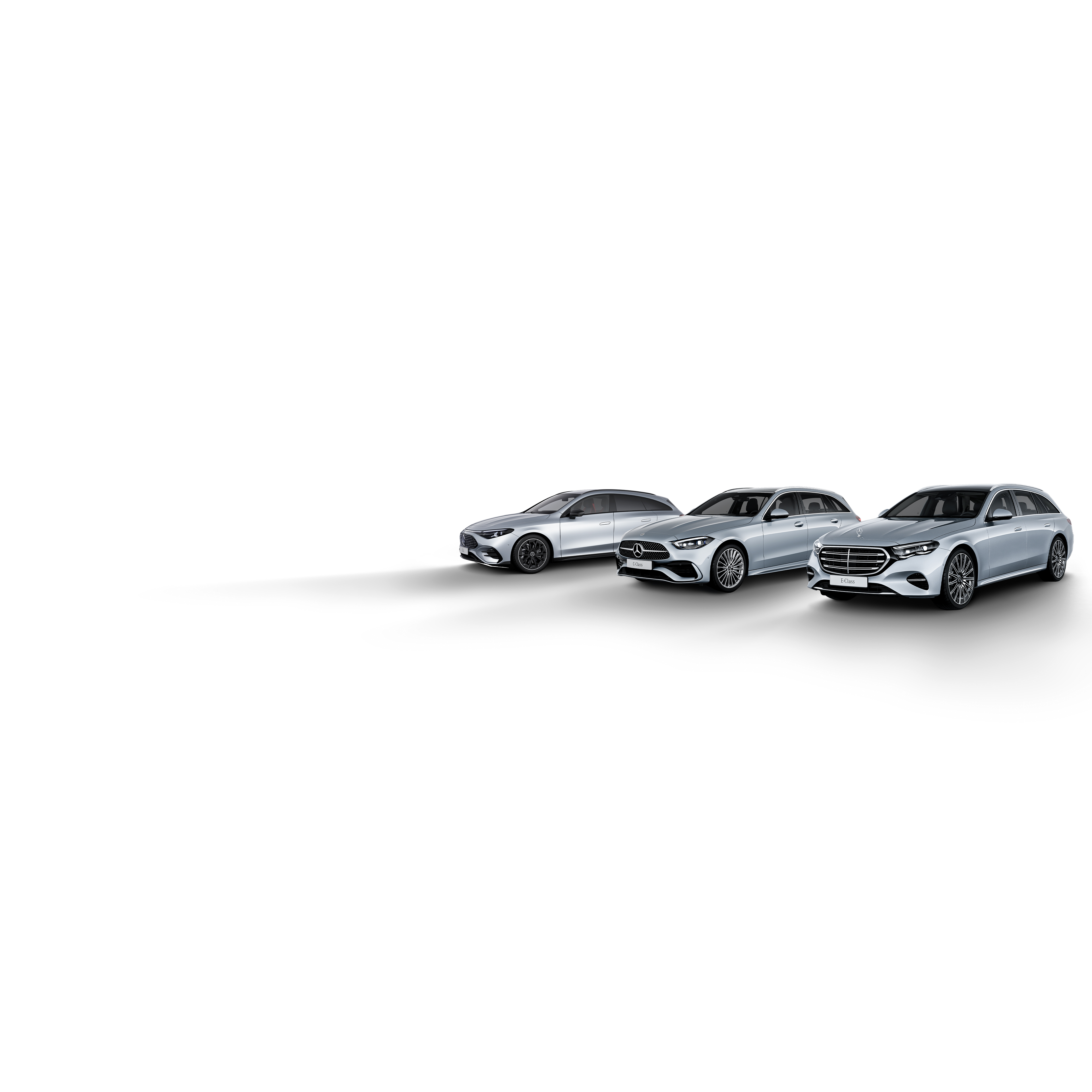 Kombi | Mercedes-Benz CLA Shooting Brake, C-klass kombi och E-klass kombi sida om sid.
