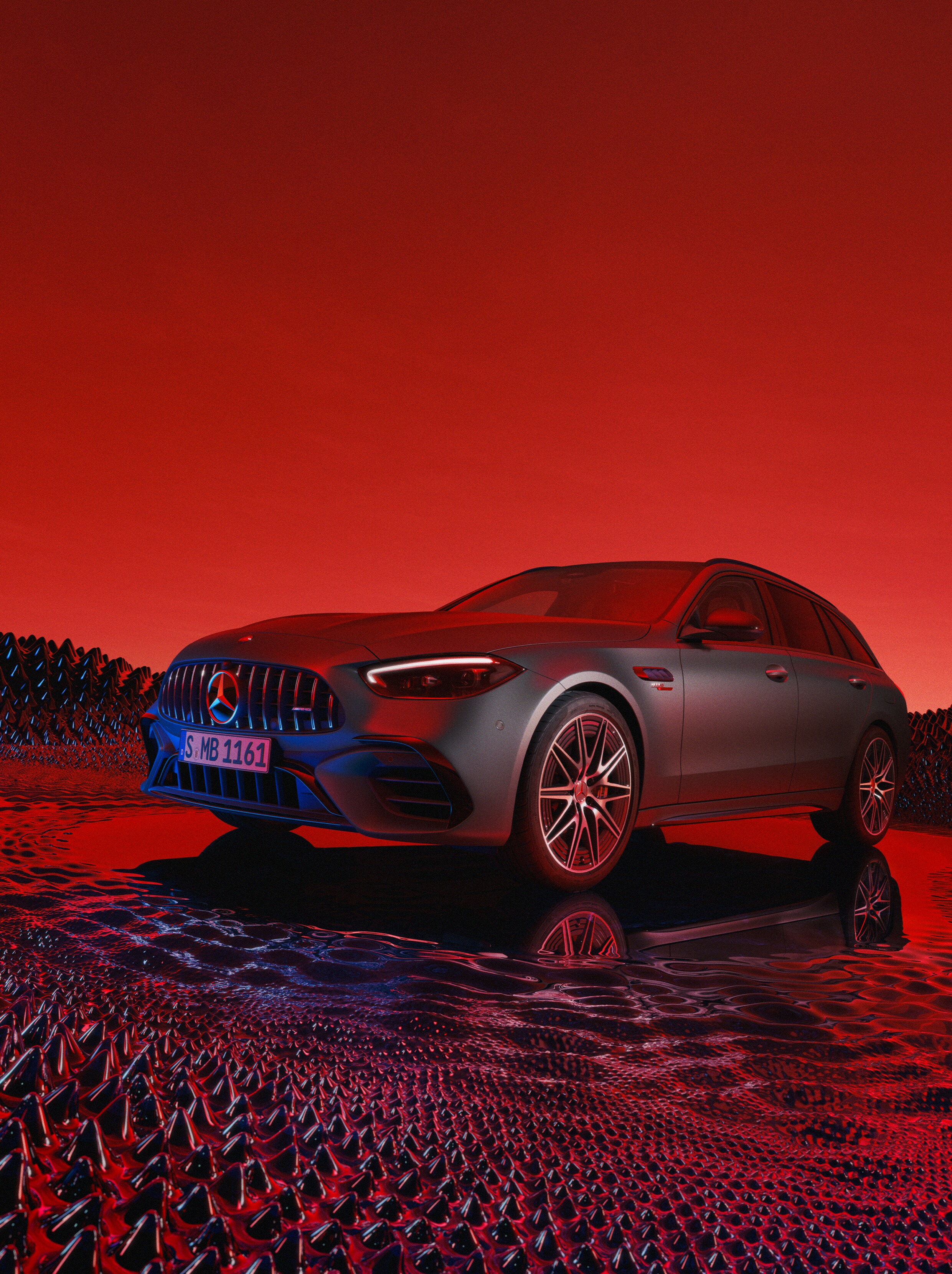 Mercedes-AMG E-Klass Kombi sedd snett framifrån