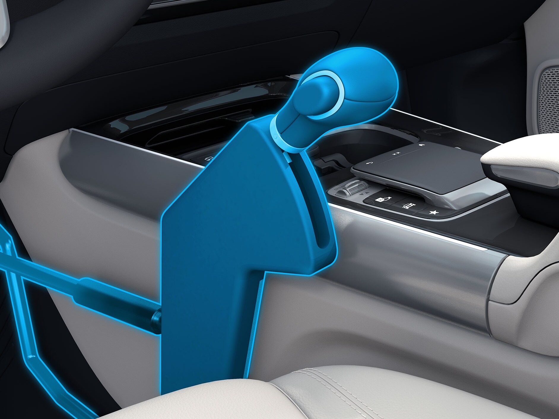 En detaljerad bild av handreglaget Easy Speed i en funktionshinderanpassad bil.