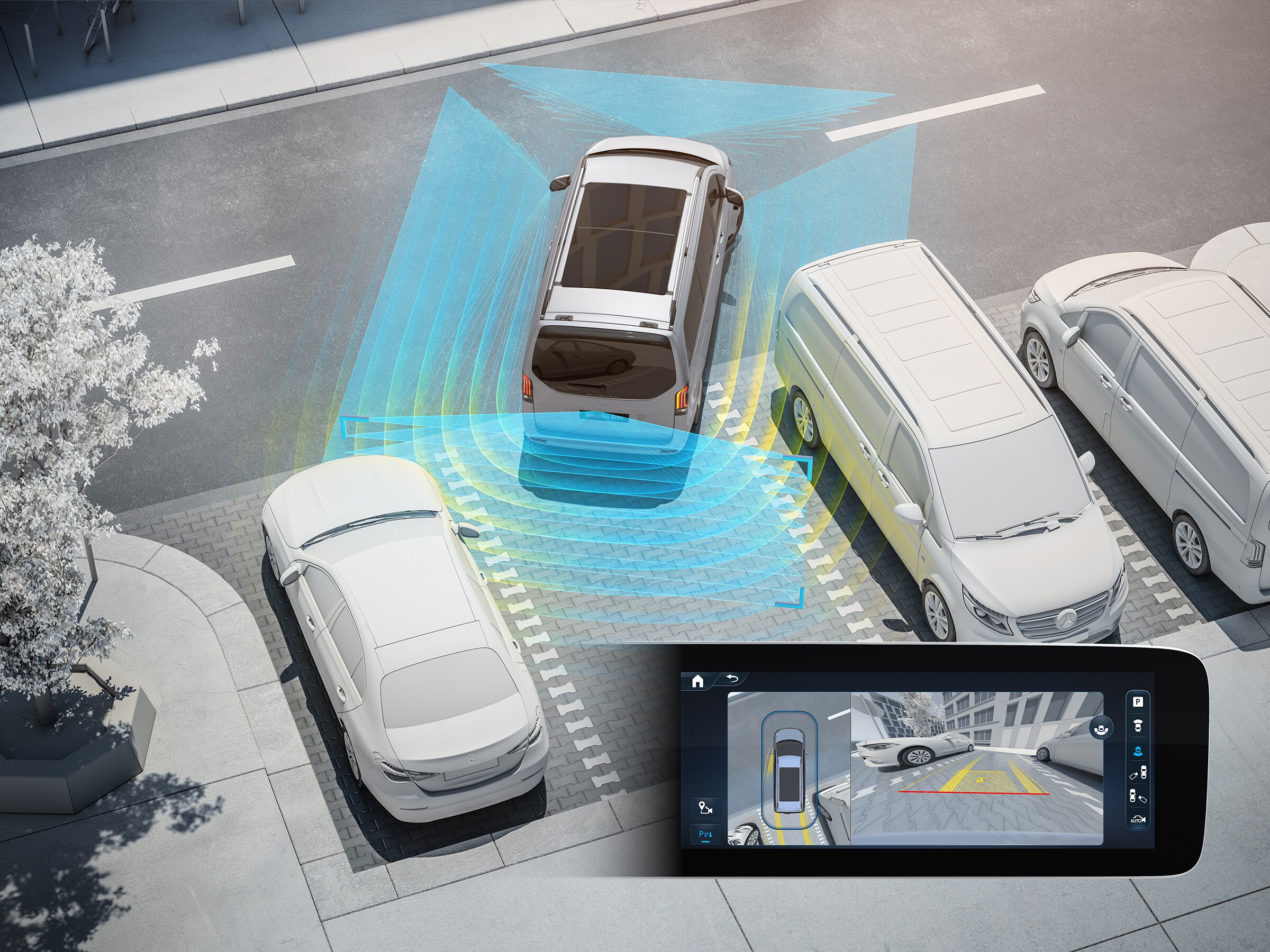 Mercedes-Benz parkeringspaket med 360°-kamerasystem
