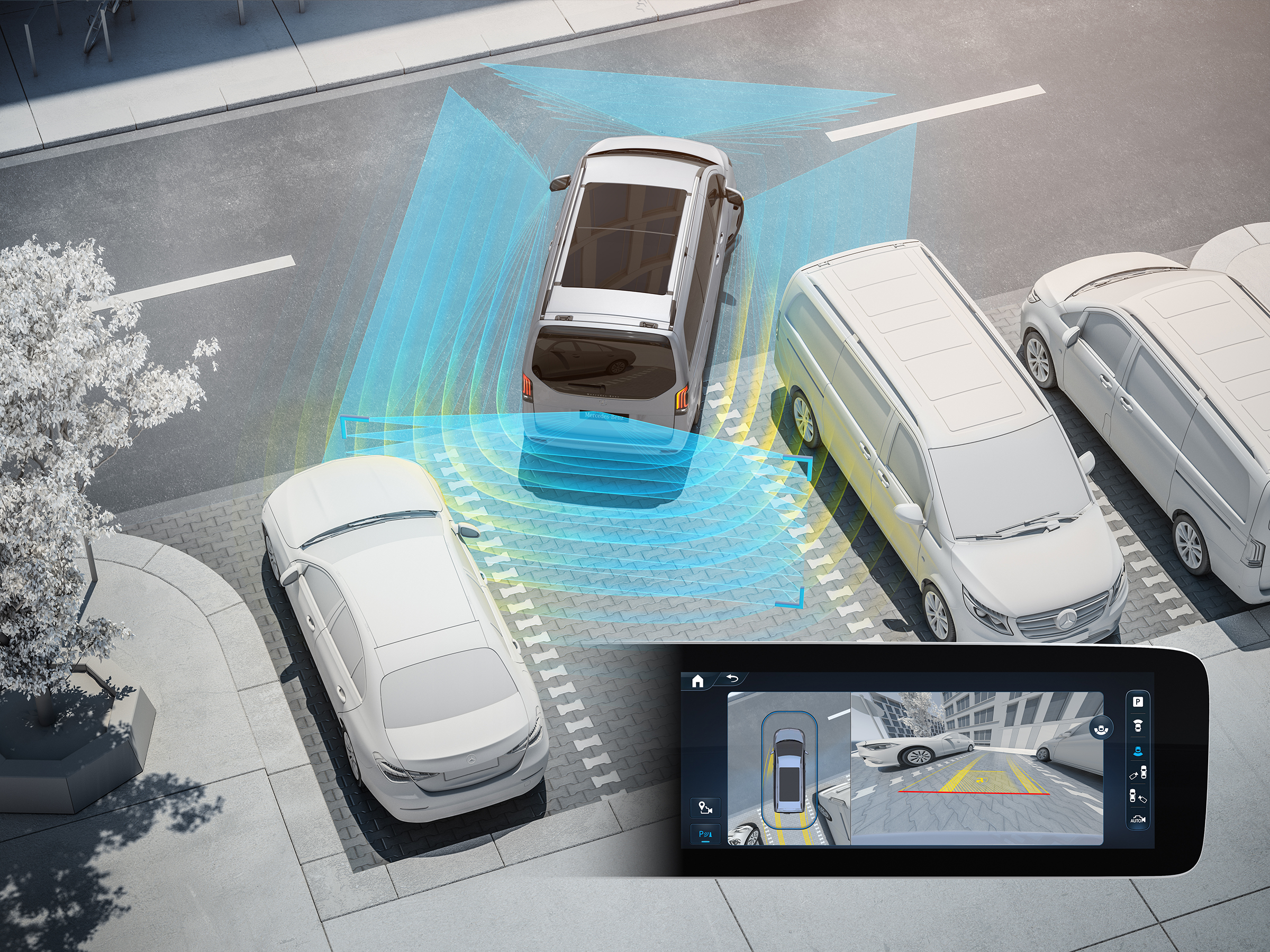 Parkeringspaket | Marco Polo World | Mercedes-Benz Mercedes-Benz parkeringspaket med 360°-kamerasystem