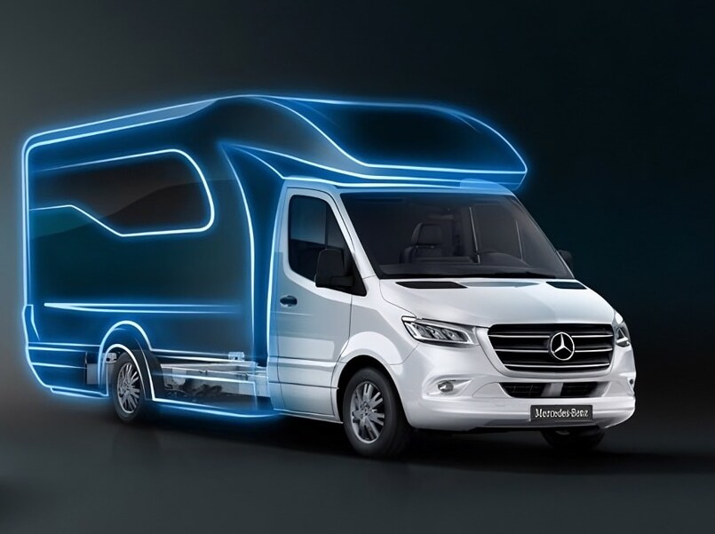Mercedes-Benz Sprinter Camper med fyrhjulsdrift som ger förbättrat grepp.