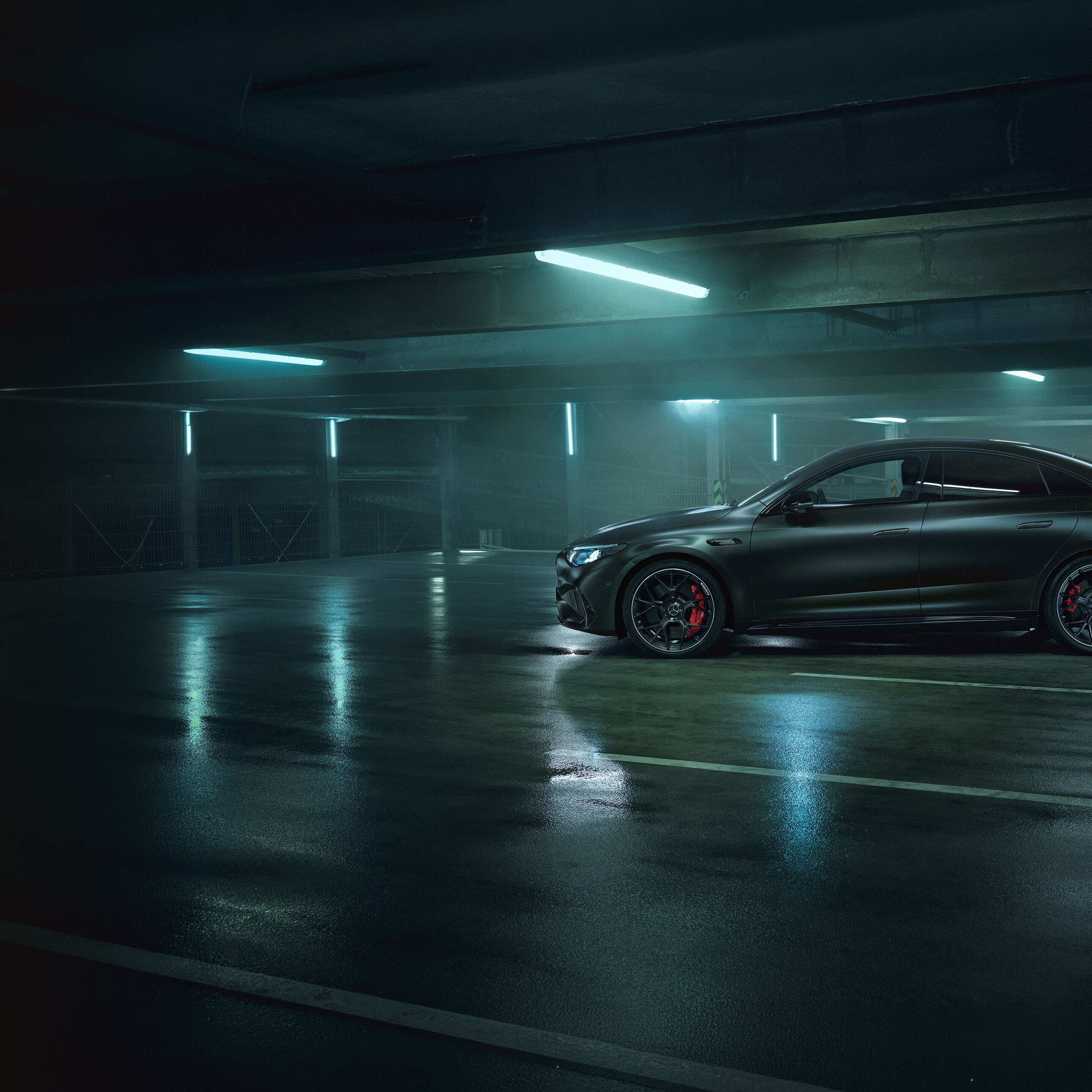 Exteriören på den helt nya Mercedes-AMG CLA 45 elbilen 4MATIC+.