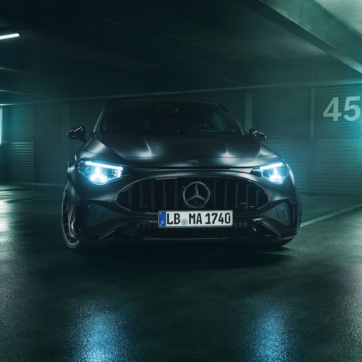 Den AMG-specifika fronten på helt nya eldrivna Mercedes-AMG CLA 45 4MATIC+.