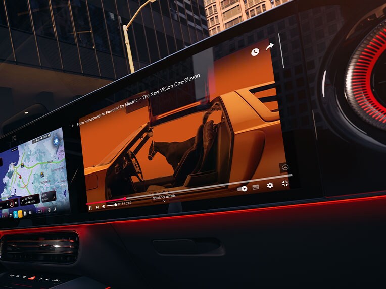 Interiören i nya CLA från Mercedes-Benz med MBUX Superscreen.
