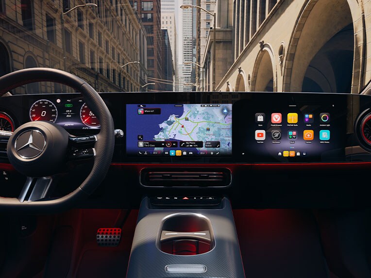 MBUX med nytt intuitivt användargränssnitt och UNITY 3D-Engine i nya CLA från Mercedes-Benz.