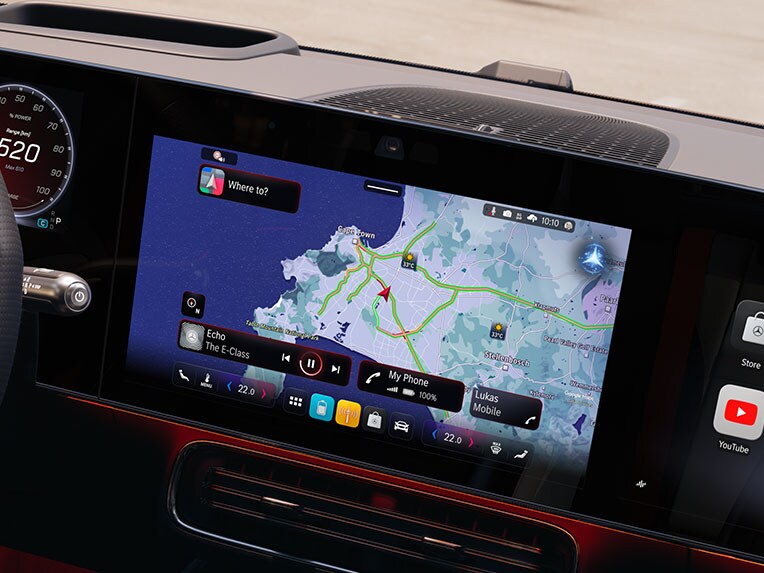 Nya helelektriska Mercedes-Benz CLA med Navigation with Electric Intelligence.