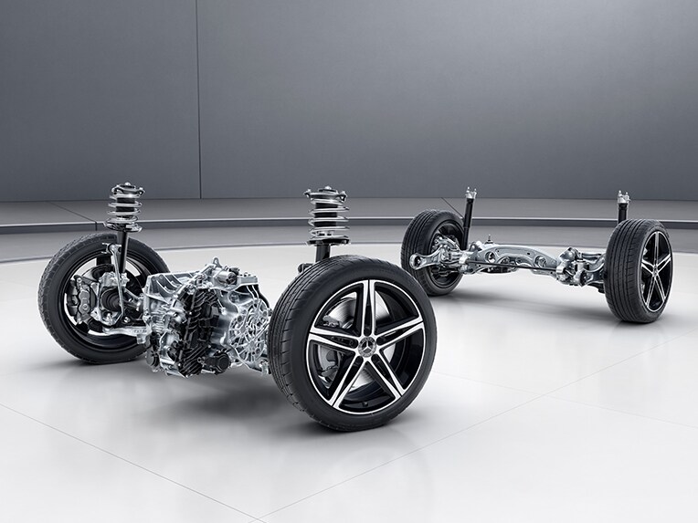 Chassit med adaptivt dämpningssystem i Mercedes-Benz CLA Shooting Brake.