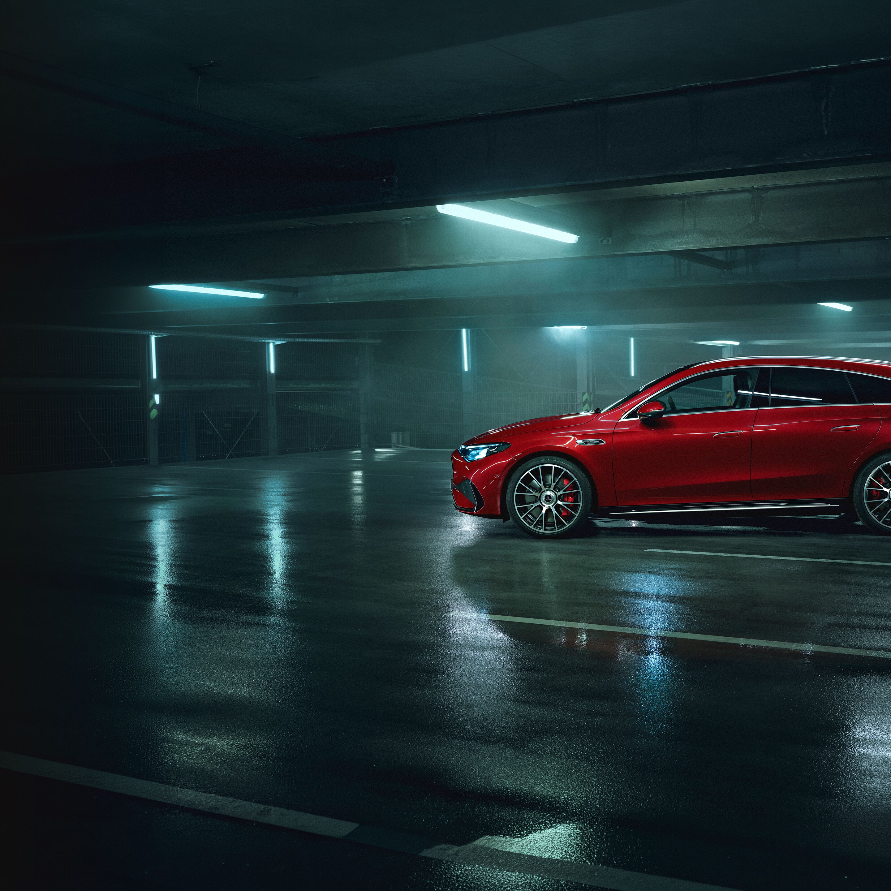 Exteriören på den helt nya Mercedes-AMG CLA 45 elektriska 4MATIC+ Shooting Brake.