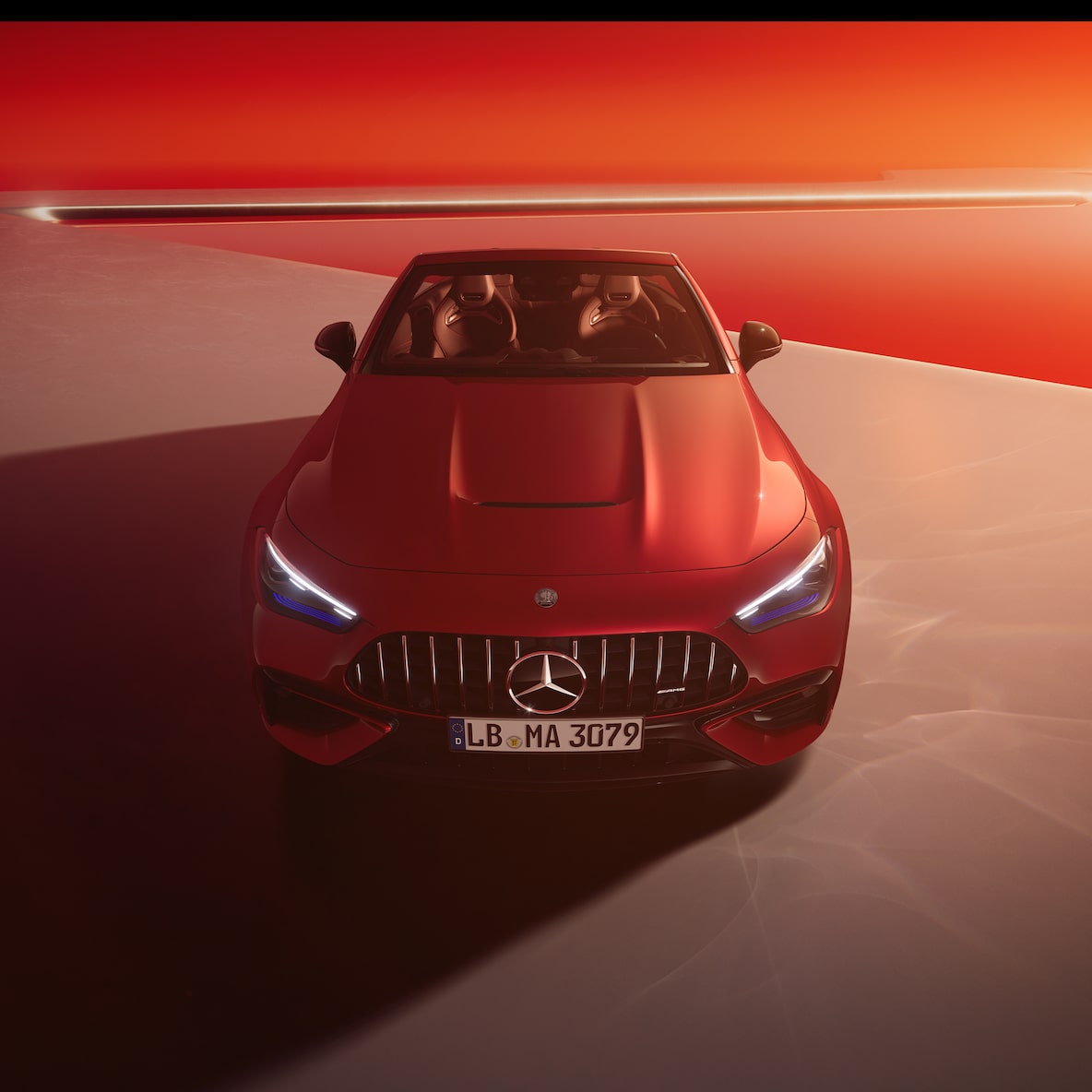 Mercedes-AMG CLE 53 4MATIC+ Cabriolet sedd framifrån.