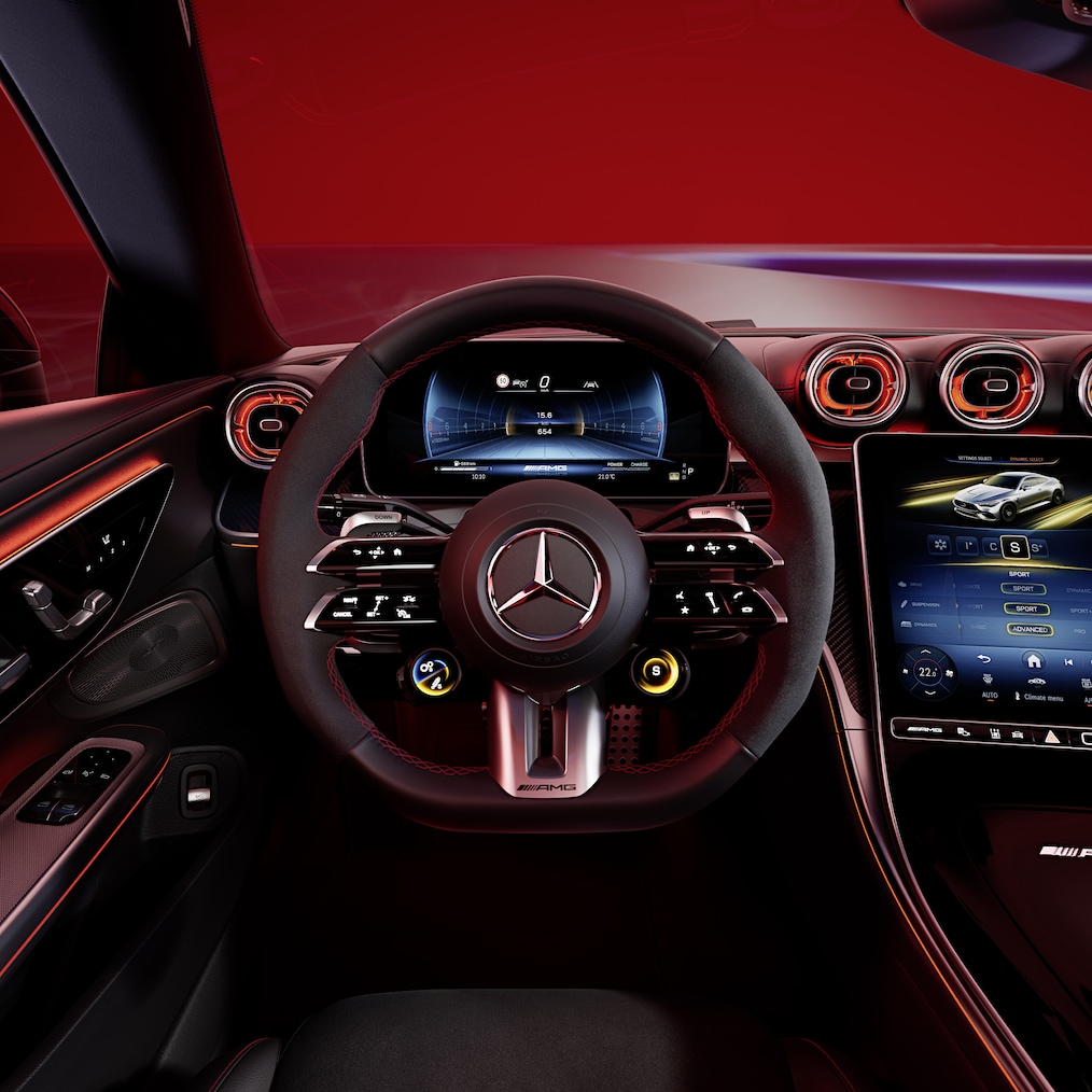 Interiören i Mercedes-AMG CLE 53 4MATIC+ Coupé.