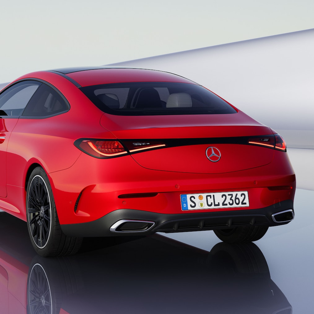 Bakpartiets design på nya CLE Coupé från Mercedes-Benz.