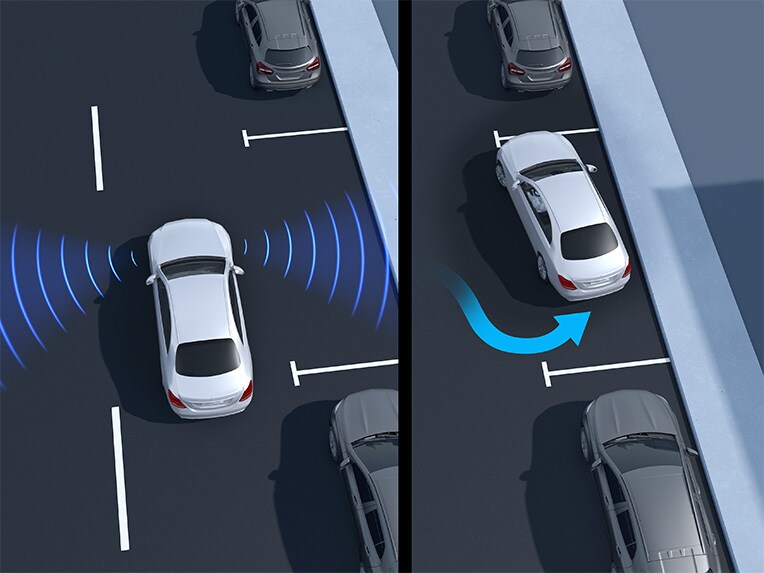 Den aktiva parkeringsassistenten med PARKTRONIC i E-Klass Cabriolet.