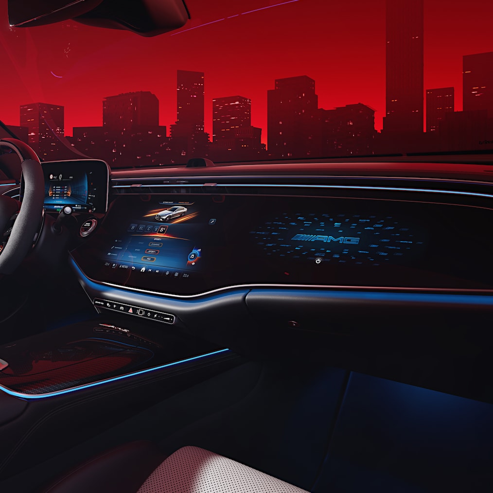 MBUX Superscreen i Mercedes-AMG E-Klass Kombi.