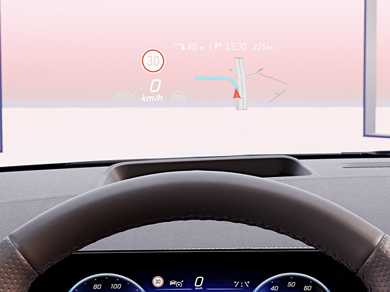 Vindrutevisningen i EQA från Mercedes-Benz.
