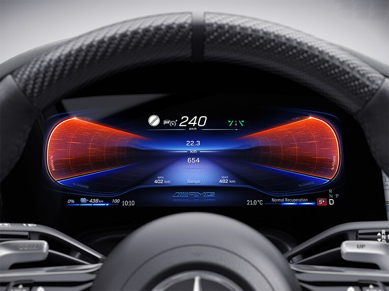 En illustration av AMG DYNAMIC PLUS-paketet i Mercedes-AMG EQE Sedan.