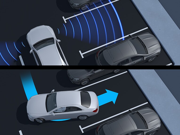 Den aktiva parkeringsassistenten med PARKTRONIC i EQS Sedan från Mercedes-Benz.