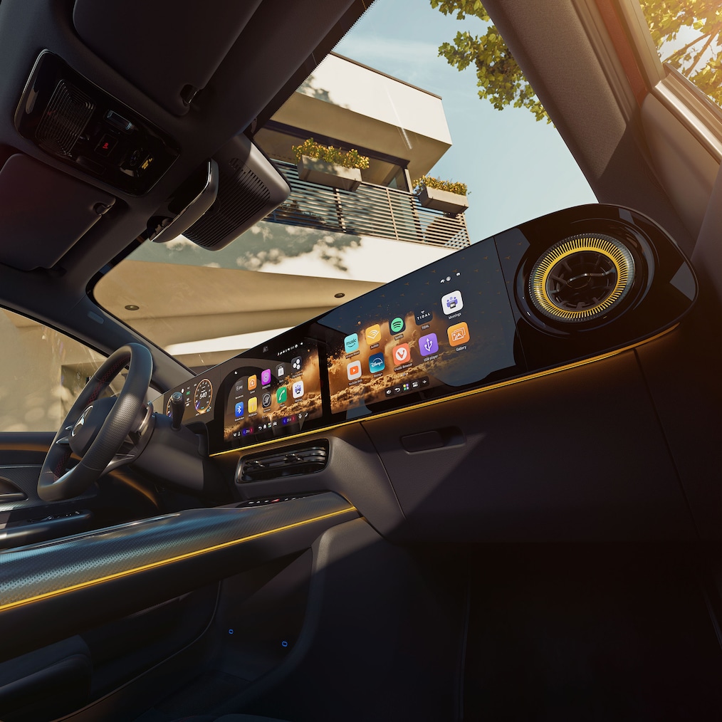 MBUX Superscreen i nya elektriska GLA från Mercedes-Benz.