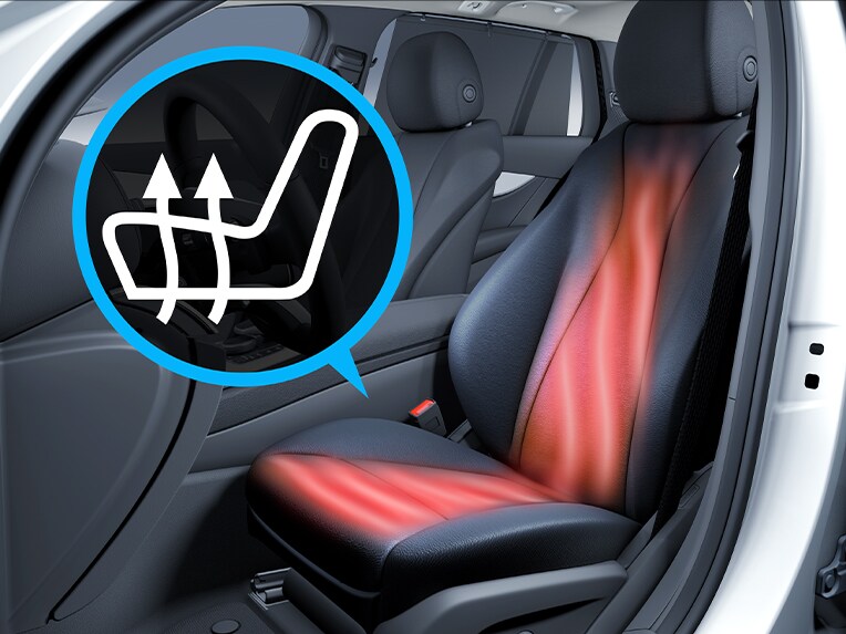 Sätesklimatisering för föraren och passageraren fram i Mercedes-AMG GLA.