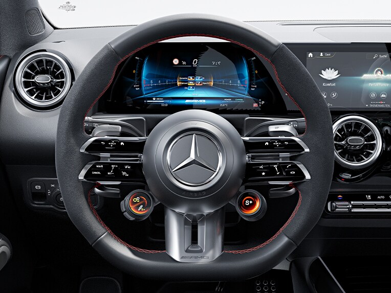 AMG Performance-ratten med nappaklädsel/mikrofiber MICROCUT i Mercedes-AMG GLB.
