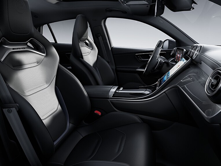 Interiören i Mercedes-AMG GLC Coupé med sätespaketet AMG Performance Seat Package High-End.