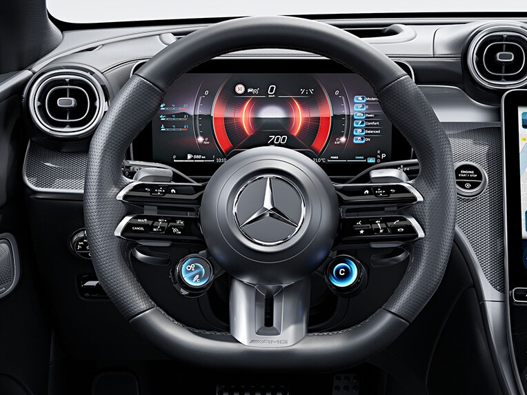 AMG Performance-ratten med nappaklädsel i Mercedes-AMG GLC Coupé.