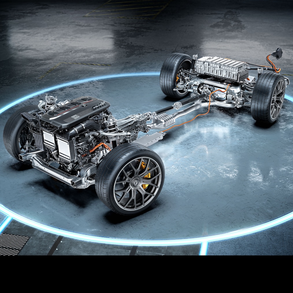 Drivlinan på Mercedes-AMG GLC 63 S E PERFORMANCE Coupé.