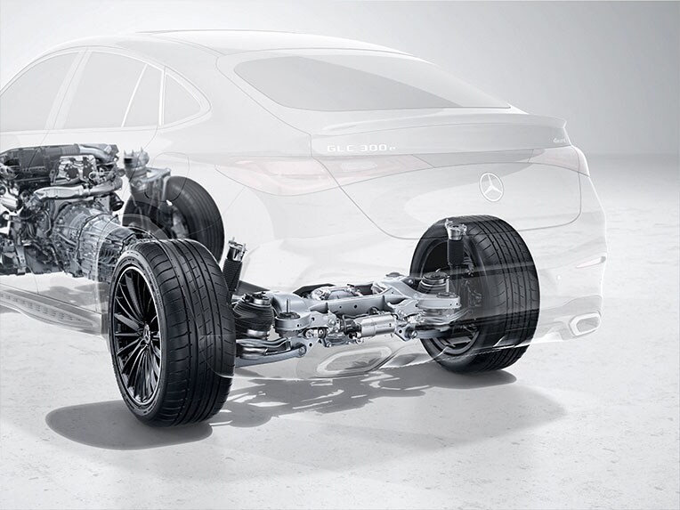 Styrinrättningen för bakaxeln i Mercedes-Benz GLC Coupé.