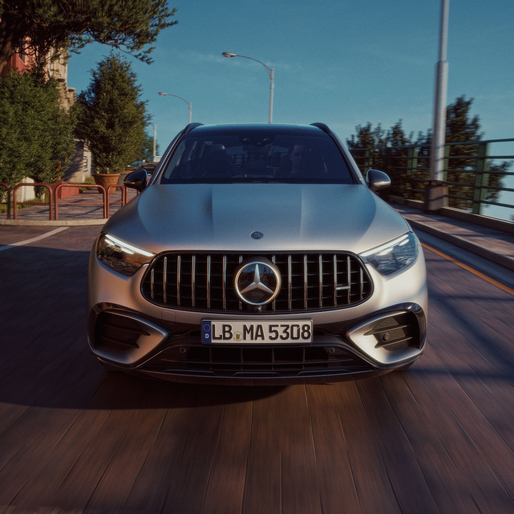 Fronten på nya Mercedes-AMG GLC Suv.