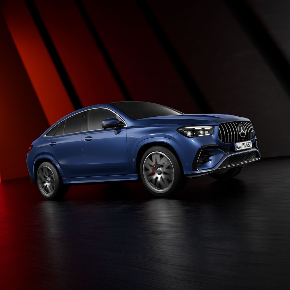 Dynamisk vy av en Mercedes-AMG GLE Coupé.