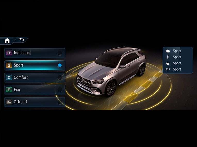 DYNAMIC SELECT på displayen i Mercedes-Benz GLE.