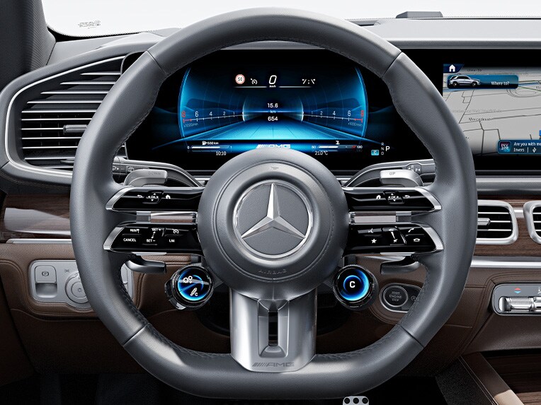 AMG Performance-ratten i nappaklädsel i GLS 63 4MATIC+ från Mercedes-AMG.