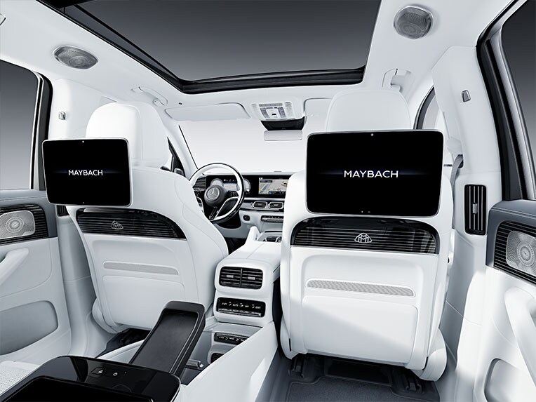 Interiören i Mercedes-Maybach GLS med paket interiörpanel exklusiv.