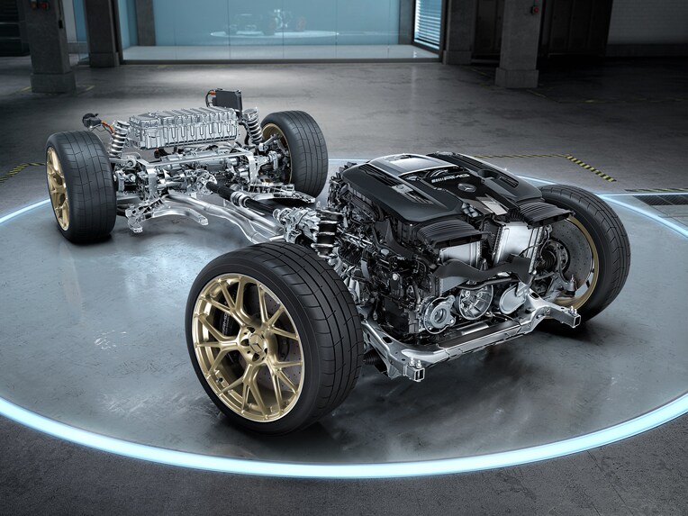 Drivsystem i en Mercedes-AMG-bil
