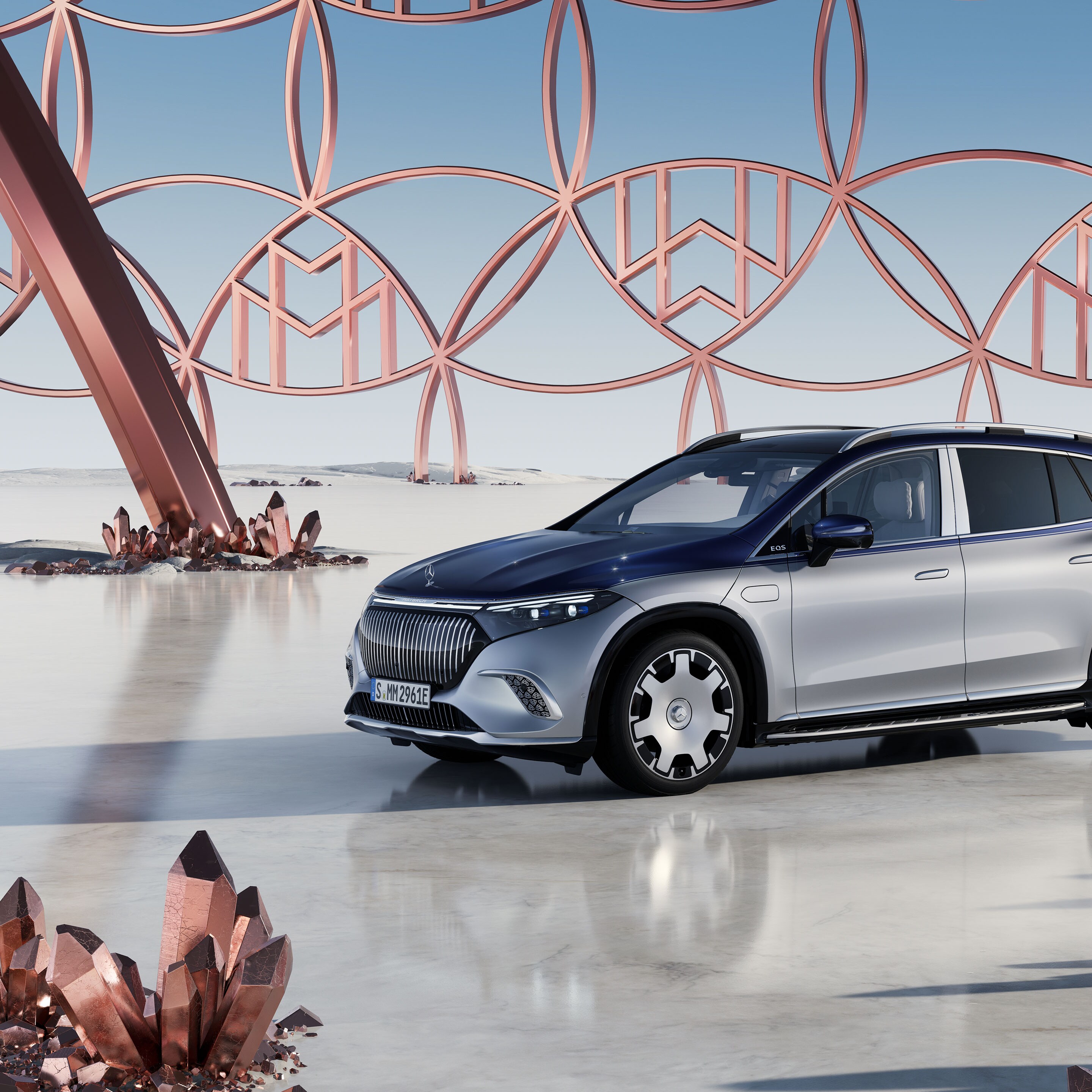 Mercedes-Maybach EQS Suv från sidan.