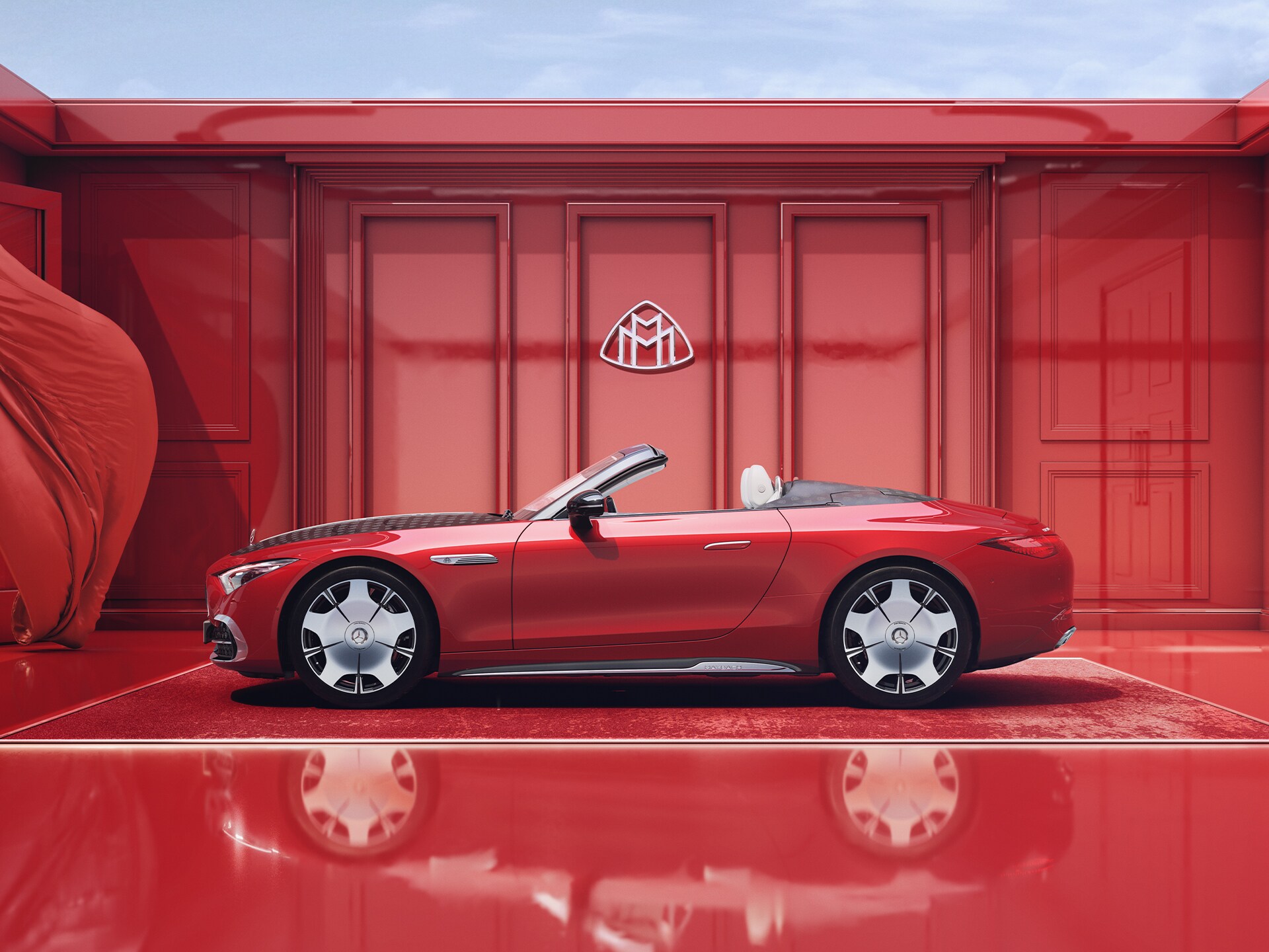 Mercedes-Maybach SL 680 sedd från sidan.